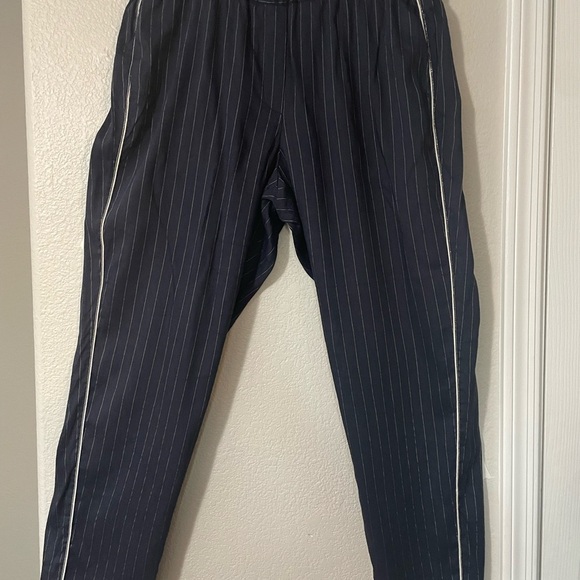 Peserico Pants - Peserico Navy Pinstripe Ankle Pants